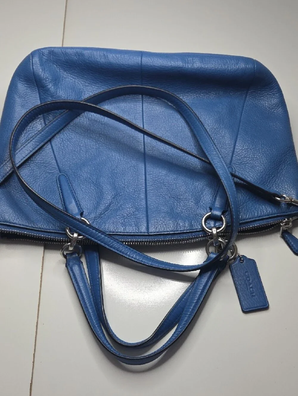 Coach Small Kelsey Cobalt Blue Pebbled Leather Shoulder Bag